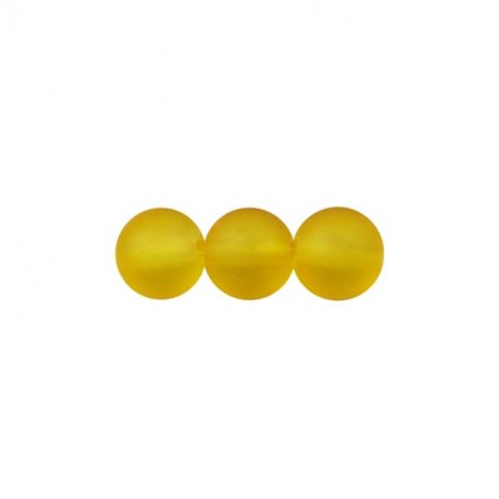 Намистини скляні матові, 8 мм, колір жовтий, 10 штук