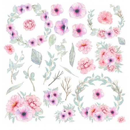 Набор наклеек ( стикеров ) Сиреневые цветы, 20х20 см (28 наклеек)