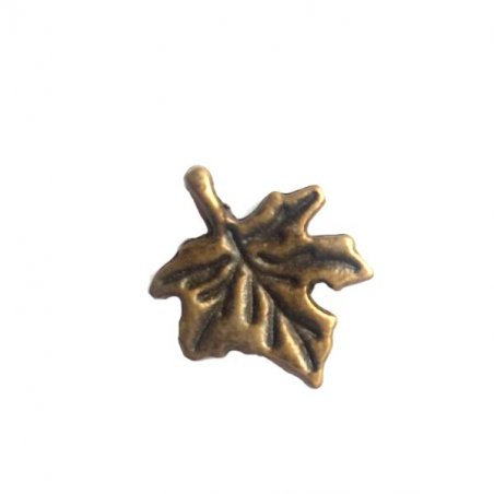 Одностороння металева підвіска Кленовий лист, колір антична бронза, 15 * 17 мм (1 штука)