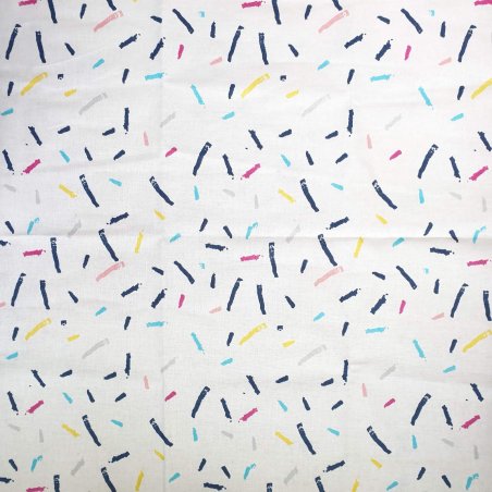 Відріз польської бавовняної тканини "Різнобарвна абстракція на білому", 40х50 см