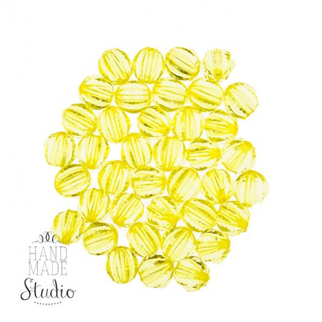 Пластиковые бусины прозрачные, цвет желтый, 0,8 см, 10 штук