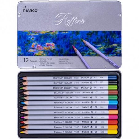 Набір кольорових олівців MARCO в металевому пеналі 7100, 12 штук