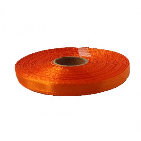 Атласна стрічка, колір помаранчевий, 6 мм (22 метра)