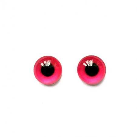 Глазки стеклянные для кукол №77368 (пара), 10 мм, цвет ярко розовый