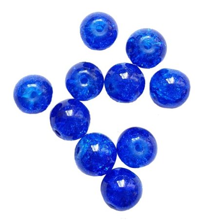 №176 Намистини з ефектом битого скла сині, 1 см, 10 штук