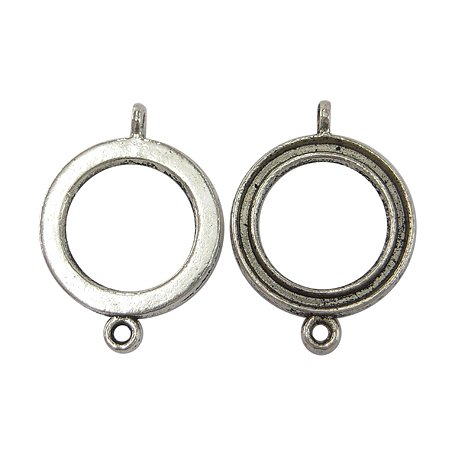 Коннектор кольцо, 26х19 мм, цвет античное серебро, 2 штуки