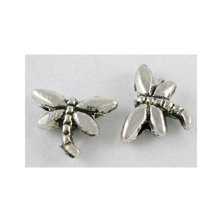Бусина - разделитель бабочка, 6х8 мм, цвет античное серебро, 10 штук