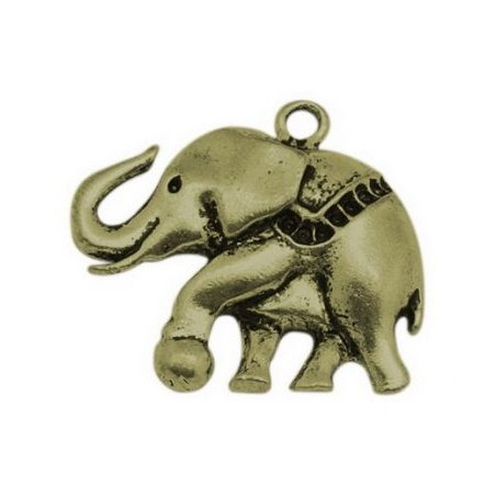 Одностороння металева підвіска Слон, колір антична бронза, 35х32 мм (1 штука)
