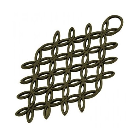 Односторонняя металлическая подвеска Ромб решетка, цвет античная бронза, 46х24 мм (2 штуки)
