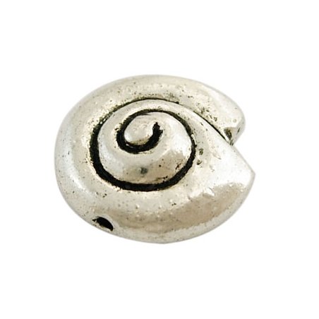 Бусина металлическая в форме морской раковины, 14 мм, цвет античное серебро, 3 штуки