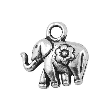 Двостороння металева підвіска Слон, 12х9 мм, колір античне срібло (5 штук)