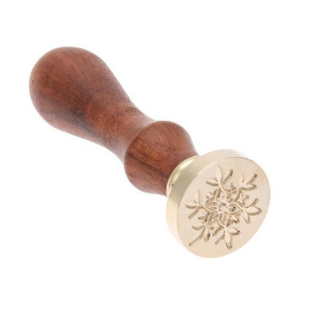 Деревянная ручка с сургучной печатью Снежинка, 2,5 см