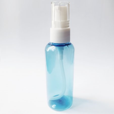 Пластиковая бутылочка с дозатором (синий прозрачный), 50 мл