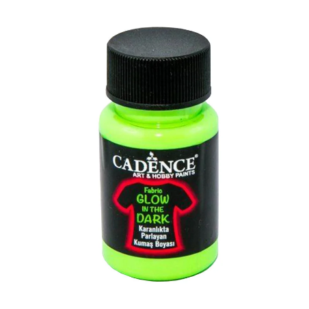 Светонакопительная акриловая краска для ткани Cadence Fabric Glow In The Dark, цвет зеленый 50 мл