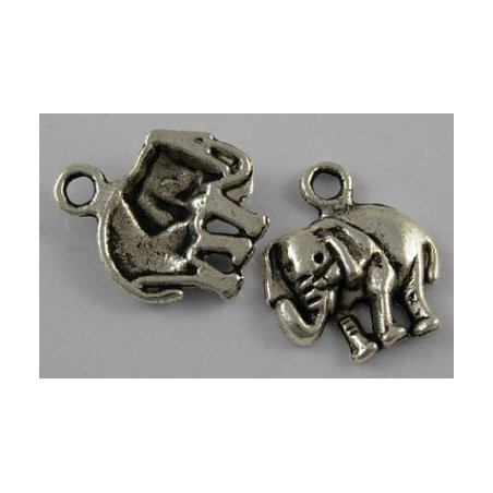 Односторонняя металлическая подвеска Слон, цвет античное серебро, 16х13,5 мм (3 штуки)