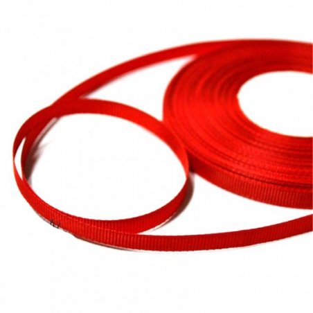 Репсова стрічка 0,6 см, колір червоний (22 метра)