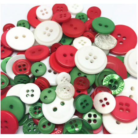 Ґудзики для скрапбукінгу червоно-зелений Мікс №132, 20 штук