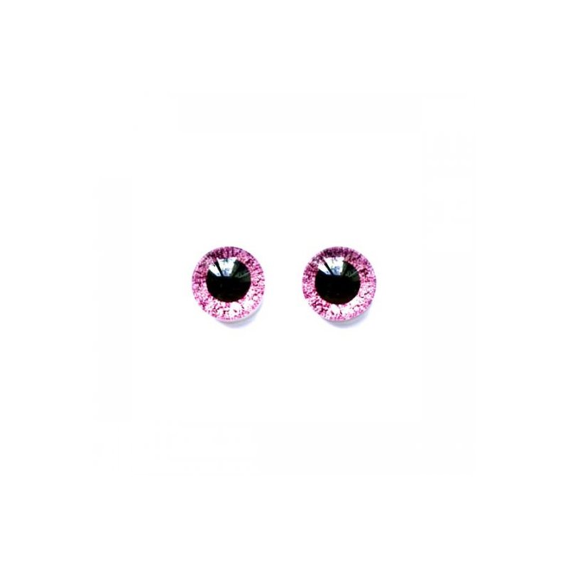 Очі скляні для ляльок №77334 (пара), 6 мм, колір рожевий