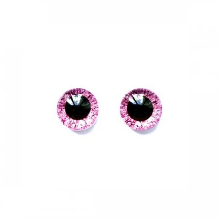 Очі скляні для ляльок №77334 (пара), 6 мм, колір рожевий