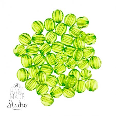 Пластиковые бусины прозрачные, цвет зеленый, 0,8 см, 10 штук