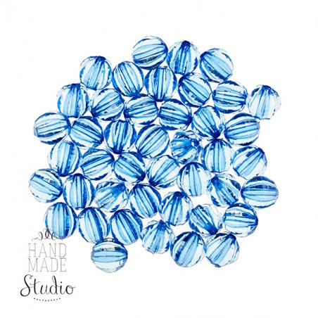 Пластиковые бусины прозрачные, цвет синий, 0,8 см, 10 штук
