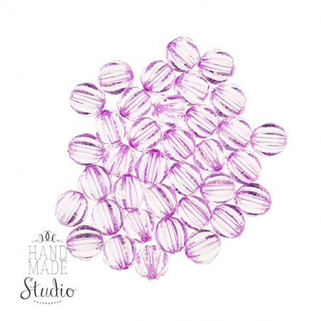 Пластикові намистини прозорі, колір фіолетовий, 0,8 см, 10 штук