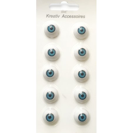 Набір очей для ляльок, 16 мм, колір блакитний, 5 пар