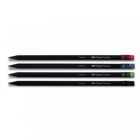 Графітний олівець Faber-Castell 119572 HB чорний корпус, ластик асорті