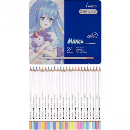 Карандаш 8550 /24 TN, Chroma (Manga) MARCO, 24 цвета, металлический пенал