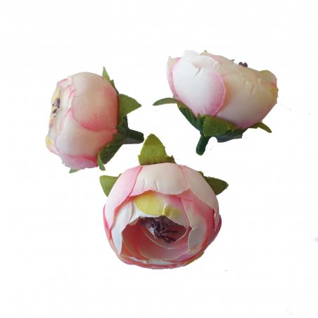 Цветы ранункулюса, 4 см, 3 штуки, цвет шампань розовый