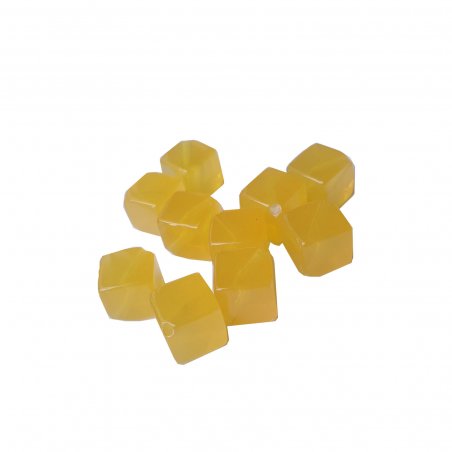 Пластикові квадратні намистини, 10 мм, колір жовтий, 10 штук