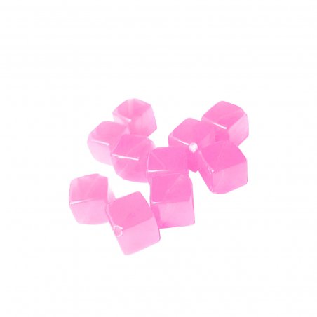 Пластикові квадратні намистини, 10 мм, колір рожевий, 10 штук