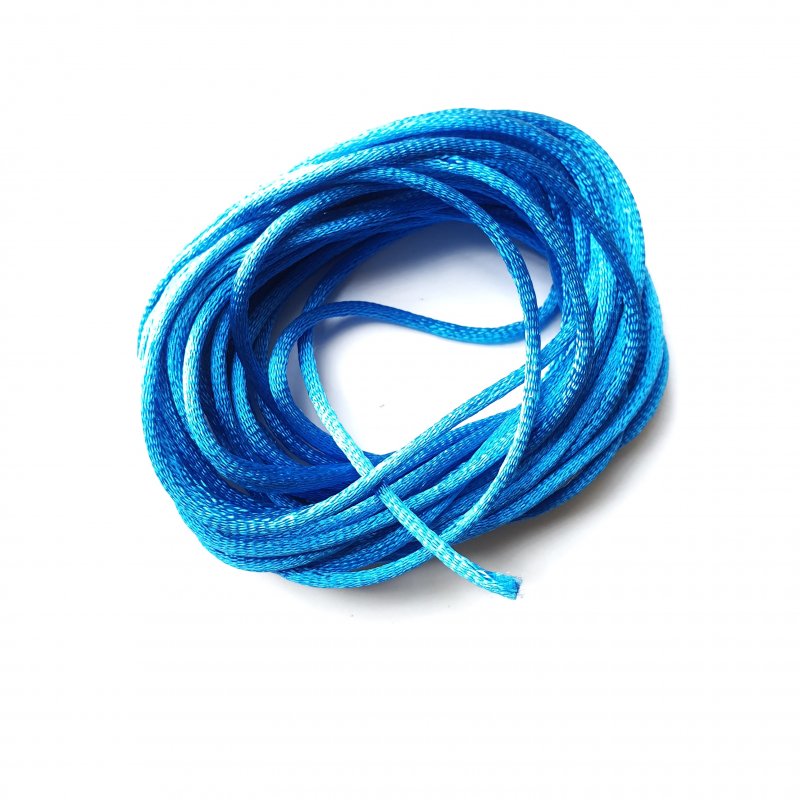 Шнурок шелковый, цвет сине-голубой, 2 мм, 5 м
