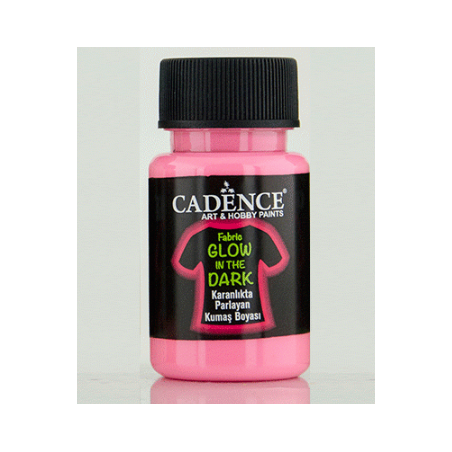 Світлонакопичувальна акрилова фарба для тканини Cadence Fabric Glow In The Dark, колір рожевий 50 мл