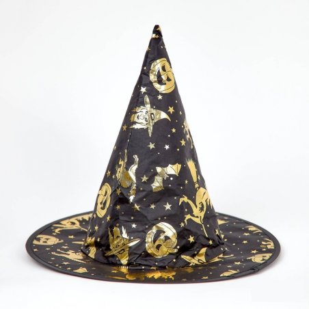 Шляпа "Колпак черная тыква" (детский), 28х31 см, цвет - черный с золотом