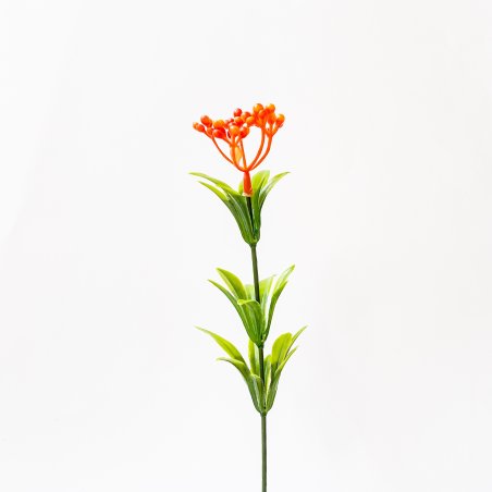 Искусственная зелень "Ветка облепихи", цвет оранжевый, 23 см