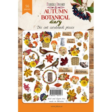 Набір висічок для скрапбукінгу "Autumn botanical diary" FDSDC-04111, 56 штук