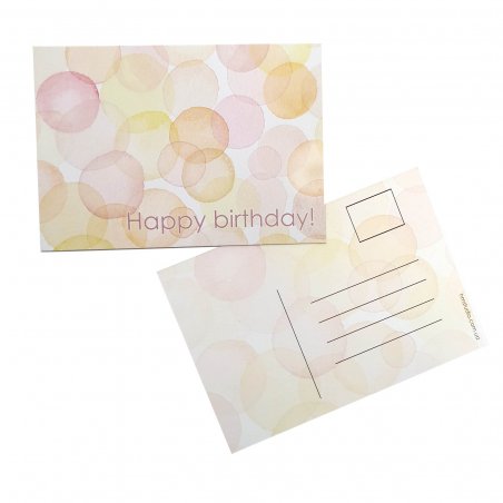 Мини открытка "Happy birthday!" цветные круги, 10х7 см