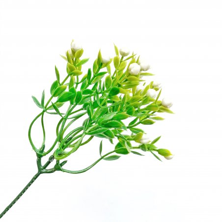 Искусственная зелень "Веточка мелких ягодок", цвет белый, 24 см
