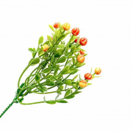 Искусственная зелень "Веточка мелких ягодок", цвет оранжевый, 24 см