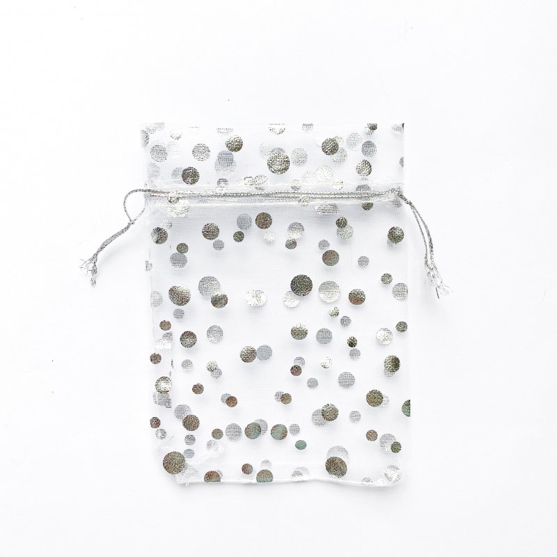 Подарочный мешочек из органзы "Круги" 13х18 см, цвет - серебро, 1 штука
