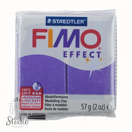 Полімерна глина Fimo Effect, №602, фіолетова з блискітками, 57 г