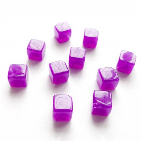 Пластикові квадратні намистини, 10 мм, колір фіолетовий, 10 штук