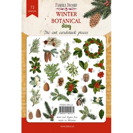 Набір висічок для скрапбукінгу "Winter botanical diary" FDSCD-04113, 72 штуки