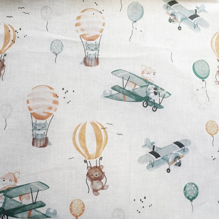Бавовняна тканина Звірята, літаки, кульки, відріз 40х50 см