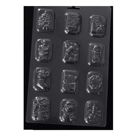 Пластиковая форма для шоколада Шоколадки "Новогодние", 24х15 см, С-0034