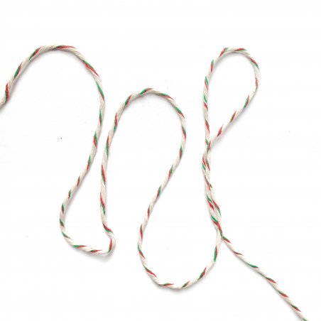 Нитка новорічна триколірна біло-червоно-зелена, 10 м