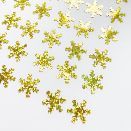 Пайетки Снежинки, цвет голографическое золото 1,5 см (2 г) ≈65 штук