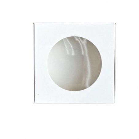 Коробочка з прозорим круглим віконцем №0149, колір білий 10х10х3,5 см