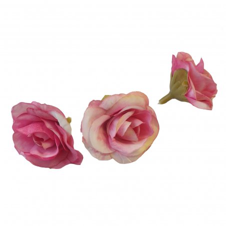 Набір трояндочок без стовбура (голови), колір рожево-малиновий, 3 штуки